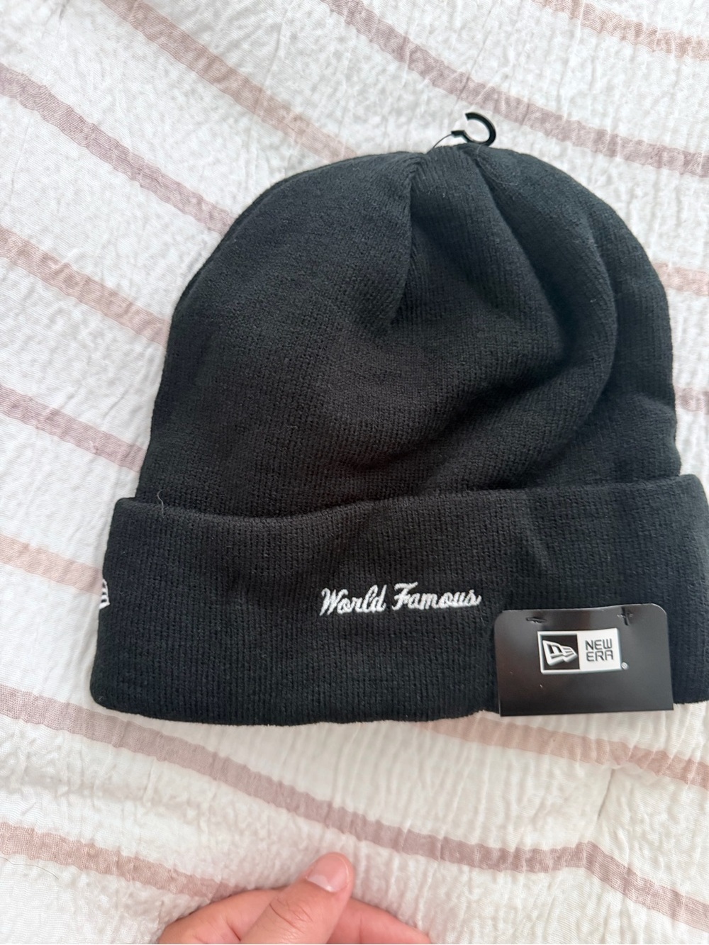 Supreme Black Beanie with White Embroidered Logo - Picture 2 of 2